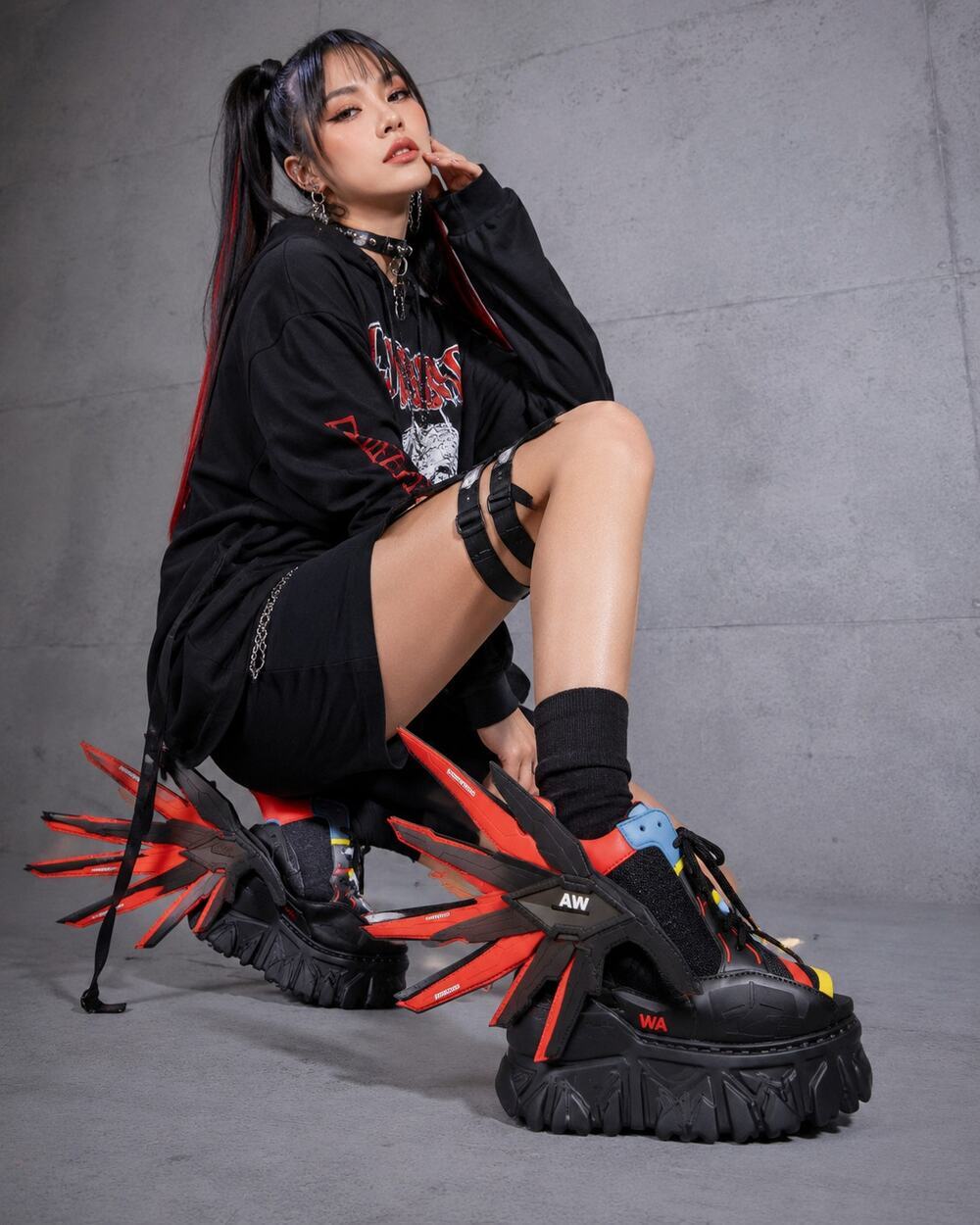 Anthony Wang Goose Berry 01 Black Multicolor Chunky Sneakers Sizes 8, 8.5, 9